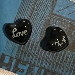 Anne Black Love porcelain Black Heart Earrings